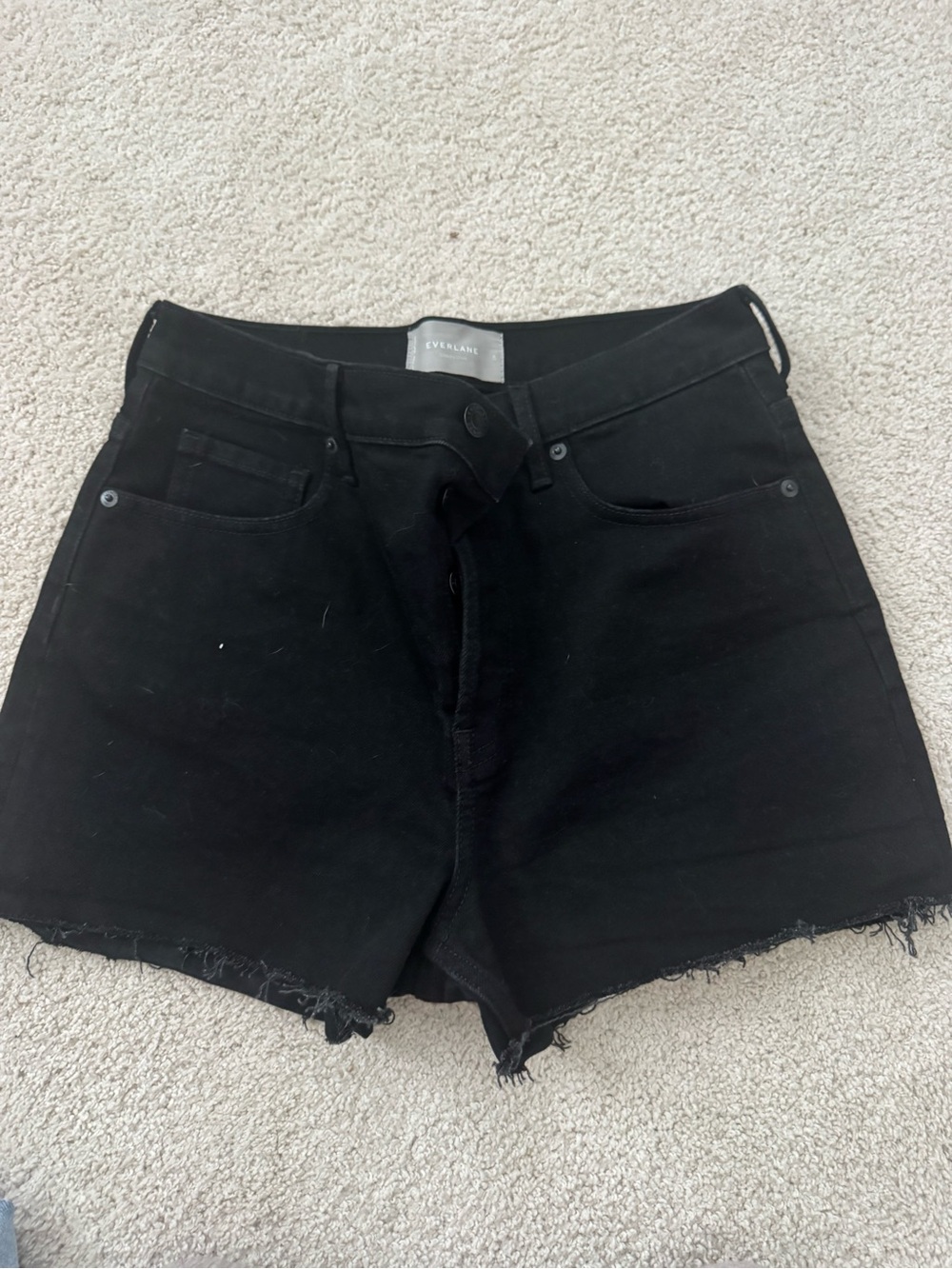Everlane High-Rise Black Denim Shorts